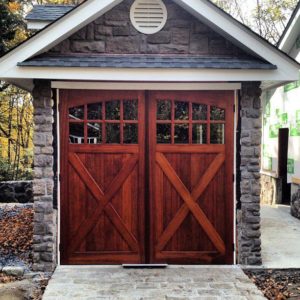 Traditional wooden garage doors
